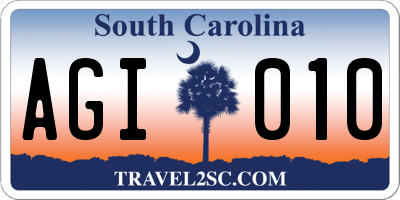 SC license plate AGI010