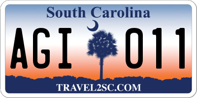 SC license plate AGI011