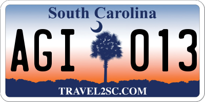 SC license plate AGI013