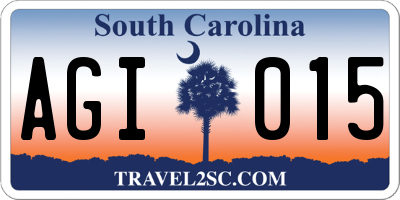 SC license plate AGI015