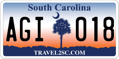 SC license plate AGI018
