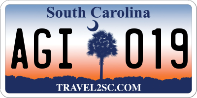 SC license plate AGI019