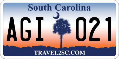 SC license plate AGI021