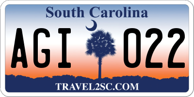 SC license plate AGI022