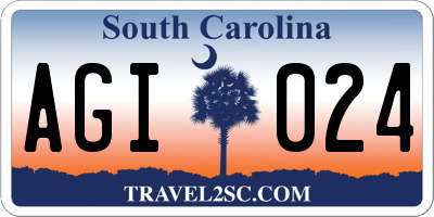 SC license plate AGI024
