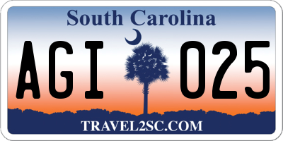 SC license plate AGI025