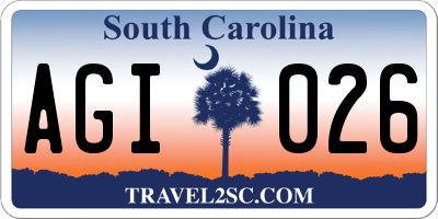 SC license plate AGI026
