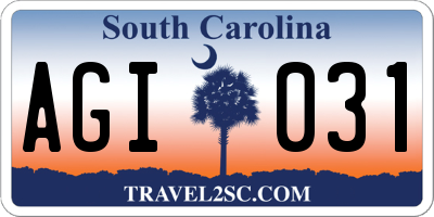 SC license plate AGI031