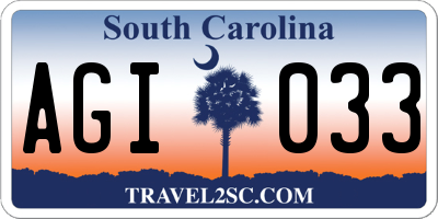 SC license plate AGI033