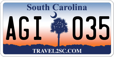 SC license plate AGI035