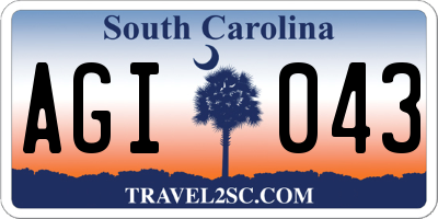SC license plate AGI043
