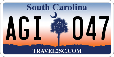 SC license plate AGI047