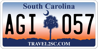 SC license plate AGI057