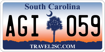 SC license plate AGI059