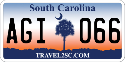 SC license plate AGI066