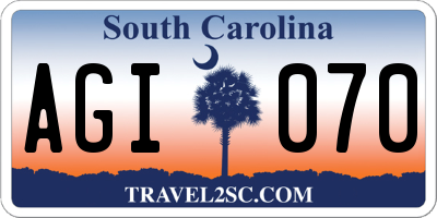 SC license plate AGI070
