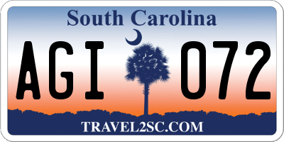 SC license plate AGI072