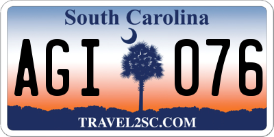 SC license plate AGI076