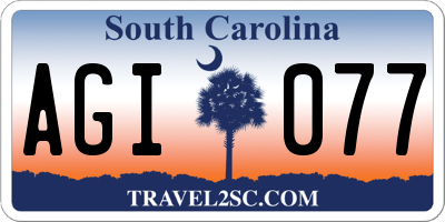 SC license plate AGI077
