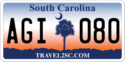 SC license plate AGI080