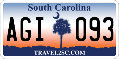 SC license plate AGI093
