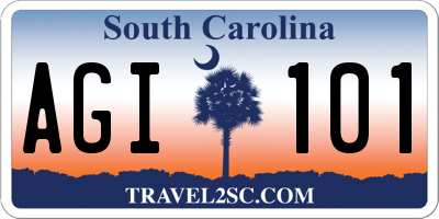SC license plate AGI101