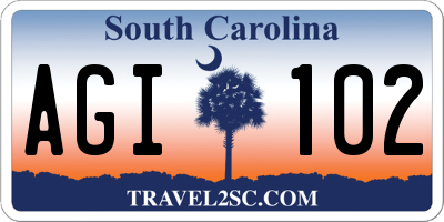 SC license plate AGI102