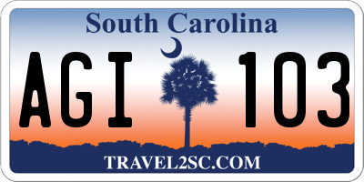 SC license plate AGI103