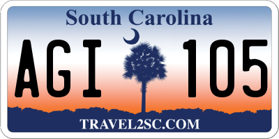 SC license plate AGI105