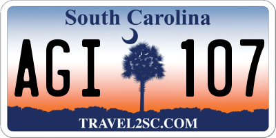 SC license plate AGI107