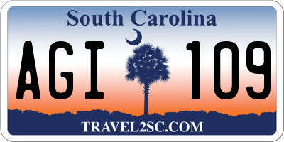 SC license plate AGI109