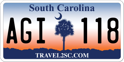 SC license plate AGI118