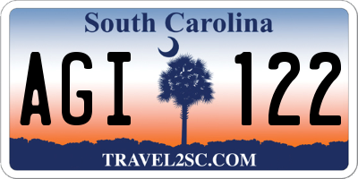 SC license plate AGI122