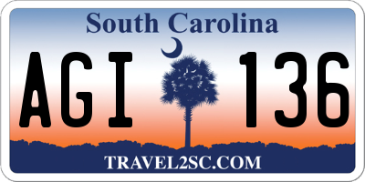 SC license plate AGI136