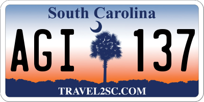SC license plate AGI137
