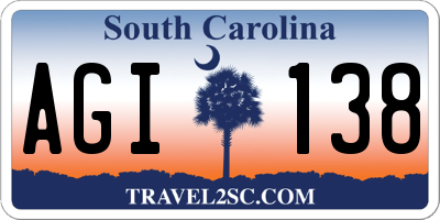 SC license plate AGI138
