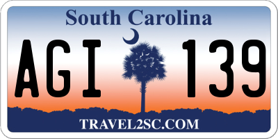 SC license plate AGI139