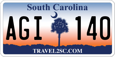 SC license plate AGI140