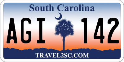 SC license plate AGI142