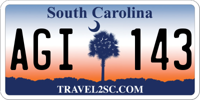 SC license plate AGI143