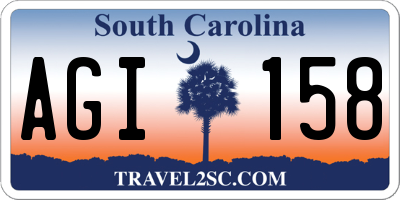SC license plate AGI158
