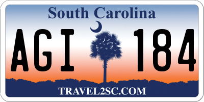 SC license plate AGI184