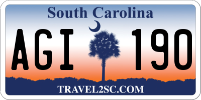 SC license plate AGI190