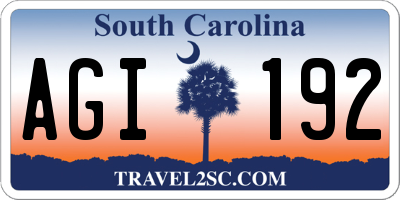 SC license plate AGI192
