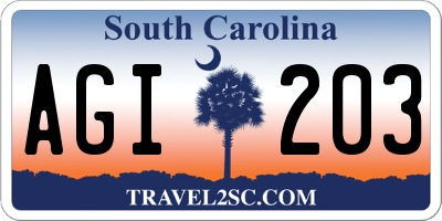SC license plate AGI203