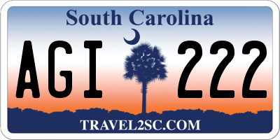 SC license plate AGI222