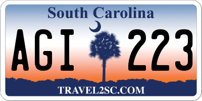 SC license plate AGI223