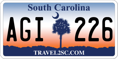 SC license plate AGI226