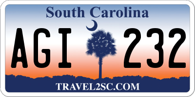 SC license plate AGI232