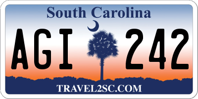 SC license plate AGI242